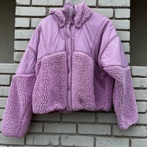 Free People Movement Sherpa Jacket with Detachable Hood in Pink - Size Large